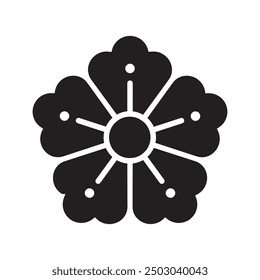 mugunghwa flower icon logo vector design black isolated background