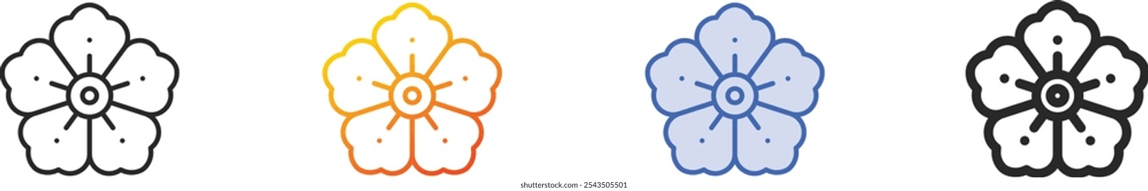 mugunghwa icon.Thin Linear, Gradient, Blue Stroke and bold Style Design Isolated On White Background