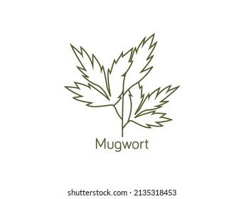 Mugwort Line Art Icon Vector Illustration 