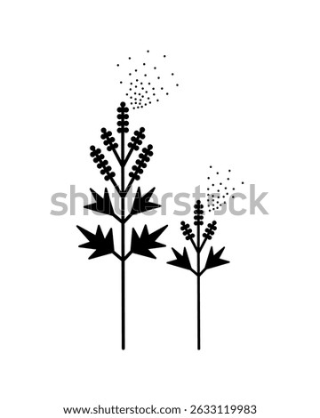 Mugwort pollen, cause for allergic reaction, vector illustration.