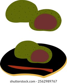 Mugwort rice cake colored flat illustration. Vector icon.