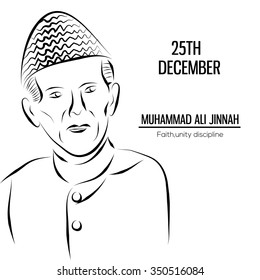 Muhammad Ali Jinnah (founder of pakistan) birthday celebration background.vector