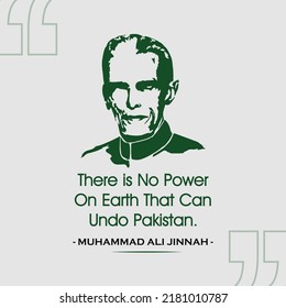 Muhammad Ali Jinnah Quote Poster: There Is No Power On Earth That Can Undo Pakistan Vector Design