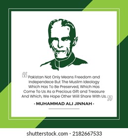 Muhammad Ali Jinnah Quote Poster: Pakistan, Freedom, and Muslim Ideology Vector Design