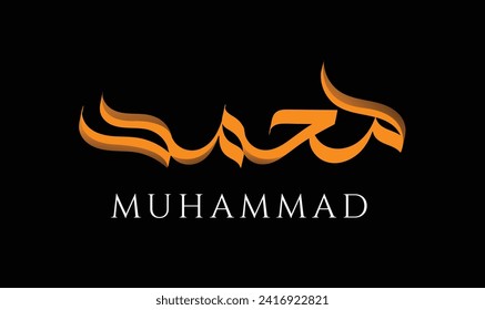 Mohammad Name in arabischer Kalligrafie. Das Beste für Website-Poster und Social Media-Post-Design. den Geburtstag des Propheten Mohammed SAW begrüßend. Geeignet für Banner, Grußkarten usw.