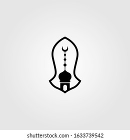 muhammad prophet sandals symbol with islamic architecture vector illustration