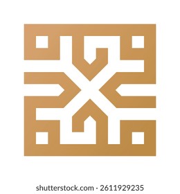 Muhammad Rasool Allah Arabic Calligraphy in Square Kufic Script. Translate: Prophet Muhammad is the Messenger of Allah.