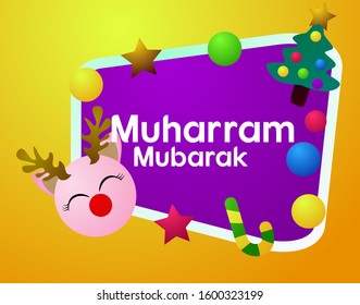 muharram mubarak has mean muslim event, beautiful greeting card background or template banner with cute character theme. vector design illustration