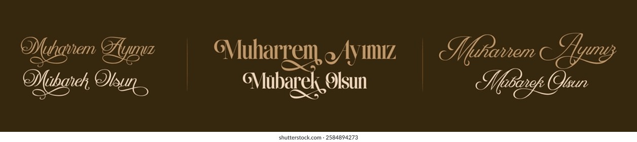 Muharrem Ayımız Mübarek Olsun. Translated: Happy Muharram Month. The holy month of the Muslim community, Muharram Month. Typography Vector Design