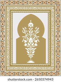 Muhgal garden concept watercolor background, Traditional Mughal flower motif. Mughal wall paintings, botanical floral ethnic motif, Traditional Mughal flower motif. Mughal wall paintings, botanical