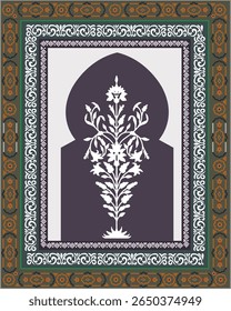 Muhgal garden concept watercolor background, Traditional Mughal flower motif. Mughal wall paintings, botanical floral ethnic motif, Traditional Mughal flower motif. Mughal wall paintings, botanical