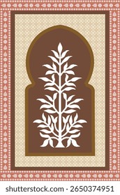 Muhgal garden concept watercolor background, Traditional Mughal flower motif. Mughal wall paintings, botanical floral ethnic motif, Traditional Mughal flower motif. Mughal wall paintings, botanical