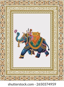 Muhgal garden concept watercolor background, Traditional Mughal flower motif. Mughal wall paintings, botanical floral ethnic motif, Traditional Mughal flower motif. Mughal wall paintings, botanical
