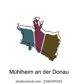 Muhlheim An Der Donau City Map. vector map of German Country design template with outline graphic colorful style on white background