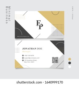 muji geometric shapes business card. QR simulation. Vector Illustration EPS10.