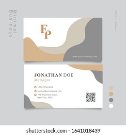 muji geometric shapes business card. QR simulation. Vector Illustration EPS10.