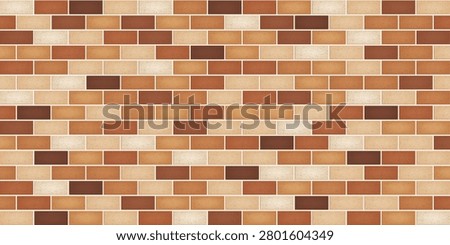 Muklticolor brick wall texture background vector illustration, a blend of beige, tan, orange, brown and cream bricks. Ideal for architectural visualiization, construction themes, interior design projects, wallpapers, and background textures