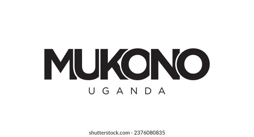Mukono in the Uganda emblem for print and web. Design features geometric style, vector illustration with bold typography in modern font. Graphic slogan lettering isolated on white background.