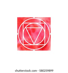 Muladhara chakra. Sacred Geometry. One of the energy centers in the human body. The object for design intended for yoga. Vector illustration.