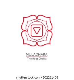 Muladhara. Chakra vector isolated minimalistic icon - for yoga studio, banner, poster.