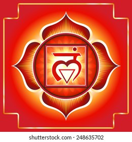 Muladhara. Decorative design element esoteric Buddhistic symbol of the chakras