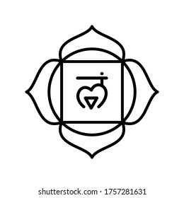 Muladhara icon. The first root chakra. Vector black line symbol. Sacral sign. Meditation