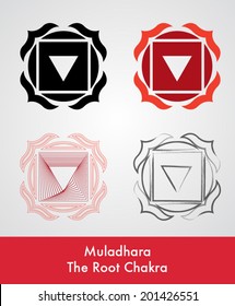 Muladhara - the root chakra vector symbol illustration
