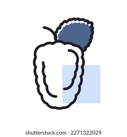 Fruto de mora con hojas icono vector. Símbolo gráfico del sitio web de comida y bebida, diseño de aplicaciones, aplicaciones móviles y medios impresos, logotipo, interfaz de usuario