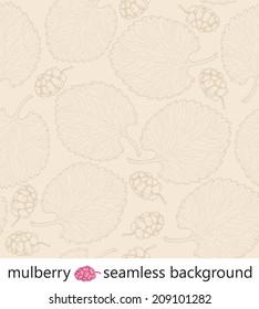 mulberry leaves and berries seamless colorful background vector