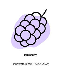 Mulberry linear icon design for application or web design template. Vector Mulberry-root line icon with blot shape background.