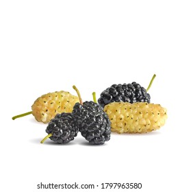 Mulberry low poly. Fresh, nutritious, tasty mulberry. Sweet black and white mulberry. Mulberry in triangulation technique.