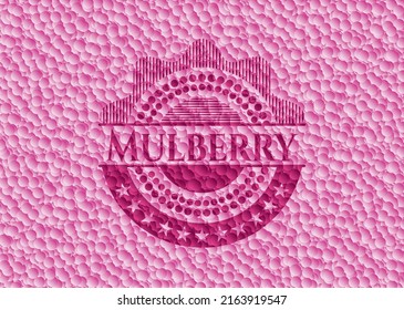 Mulberry pink badge with bubbles background. Vector Illustration. Detailed. 