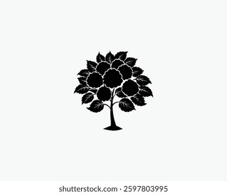 mulberry tree vector art black color illustration design