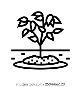 mulching garden maintenance line icon vector. mulching garden maintenance sign. isolated contour symbol black illustration