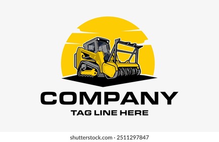 mulching machine illustration, Land Clearing Mulcher vector art