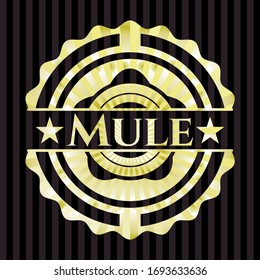 Mule gold shiny badge. Vector Illustration. Detailed.