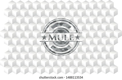 Mule grey emblem. Retro with geometric cube white background