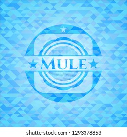Mule light blue emblem with triangle mosaic background