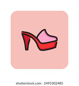 Mule shoe line icon. High heel, platform, women shoes. Footwear concept. Can be used for topics like shoe store, fashion, seasonal trend