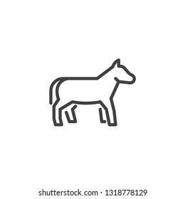 Mule side view line icon. linear style sign for mobile concept and web design. horse standing outline vector icon. Farm animal symbol, logo illustration. Pixel perfect vector graphics
