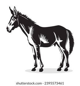 Silhouettes de mula e íconos. negro de color plano simple elegante Vector de animales de la mula e ilustración.