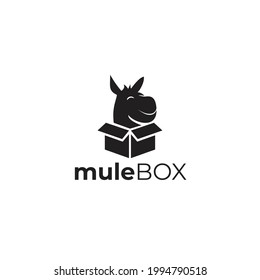 mulebox logo, fun head mule and box vector