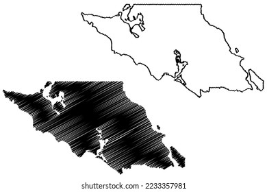 Mulege municipality (Free and Sovereign State of Baja California Sur, Mexico, United Mexican States) map vector illustration, scribble sketch Mulegé map