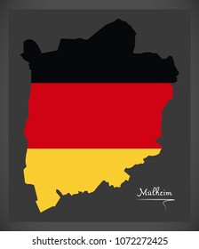 Mulheim City map with German national flag illustration