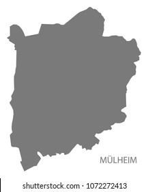 Mulheim city map grey illustration silhouette shape