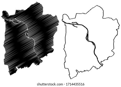 Mulheim an der Ruhr City (Federal Republic of Germany, North Rhine-Westphalia) map vector illustration, scribble sketch City of Mulheim map