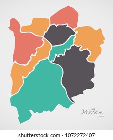 Mulheim Map with boroughs and modern round shapes