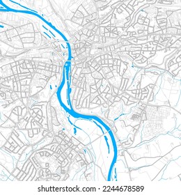 MulheimanderRuhr, North Rhine-Westphalia, Germany high resolution vector map with editable paths. Bright outlines for main roads. Use it for any printed and digital background. 