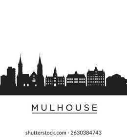 Mulhouse France Skyline Silhouette Vector.