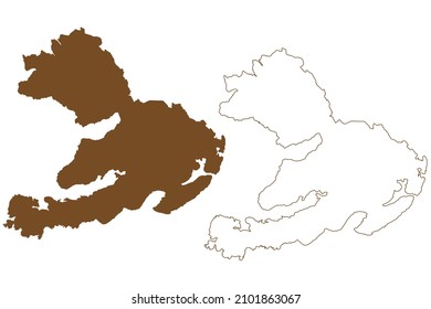 Mull island (United Kingdom of Great Britain and Northern Ireland, Scotland) map vector illustration, scribble sketch Isle of Mull map